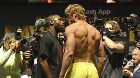 Logan Paul and Floyd Mayweather's face off at weigh ins